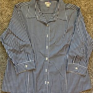 L.L. Bean Black and White Checkered Blouse